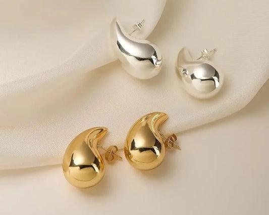 Ohrringe Tropfen groß Silber/18k vergoldet - GRAYSS FASHION & HOME