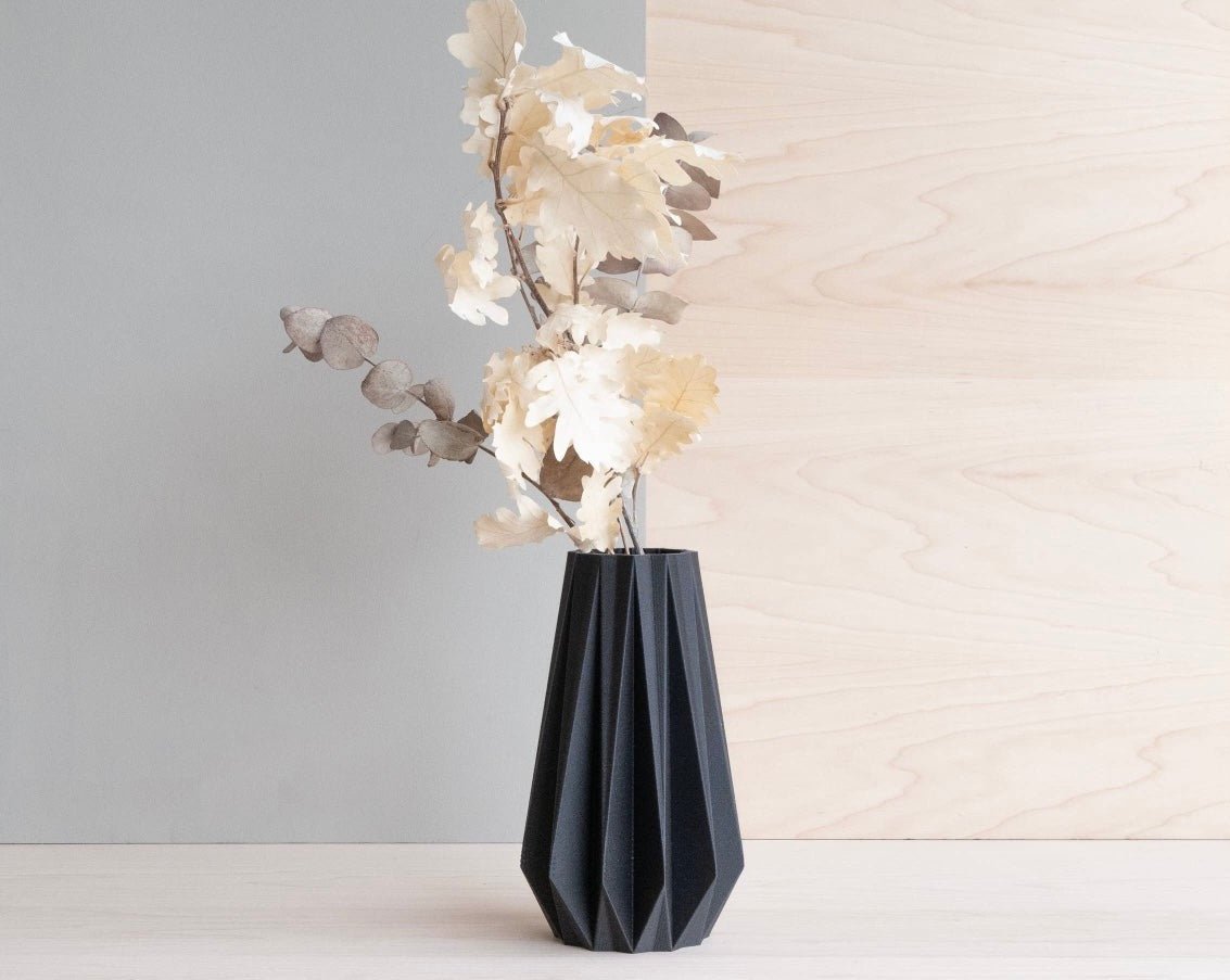 Origami Vase schwarz - GRAYSS FASHION & HOME